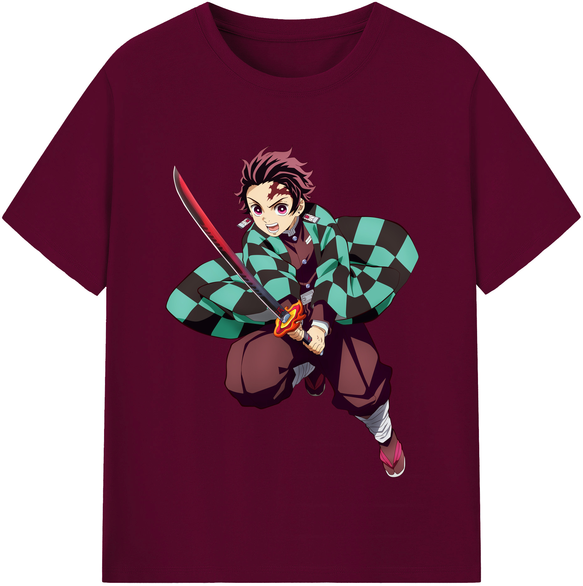 （画像用） 鬼滅の刃 竈門 炭治郎／かまど たんじろう Kamado Tanjirou レディースカジュアルプリントTシャツ（綿100％）